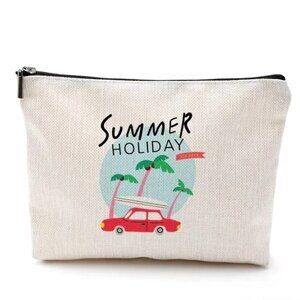 Summer Holiday Palm Trees Linen Storage Makeup Bag
